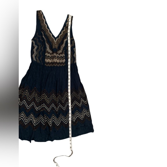 Anthropologie Meadow Rue Beaded Chevron Blue Dress Size 0 - Picture 8 of 10